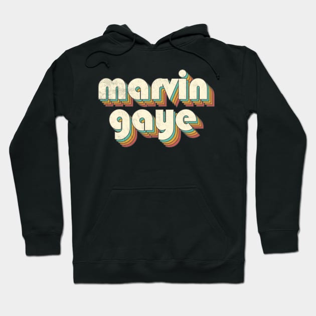 Retro Vintage Rainbow Marvin Letters Distressed Hoodie by Cables Skull Design